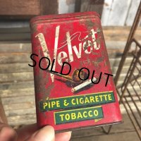Vintage Pipe & Cigarette Smoking Tobacco Pocket Tin Velvet (B972)    