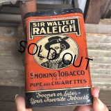 Vintage Pipe & Cigarette Smoking Tobacco Pocket Tin Raleigh (B973)    