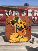 Vintage Disney Mickey Mouse Print on Wood Panel (C08)