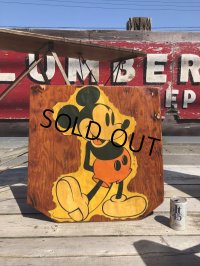 Vintage Disney Mickey Mouse Print on Wood Panel (C08)