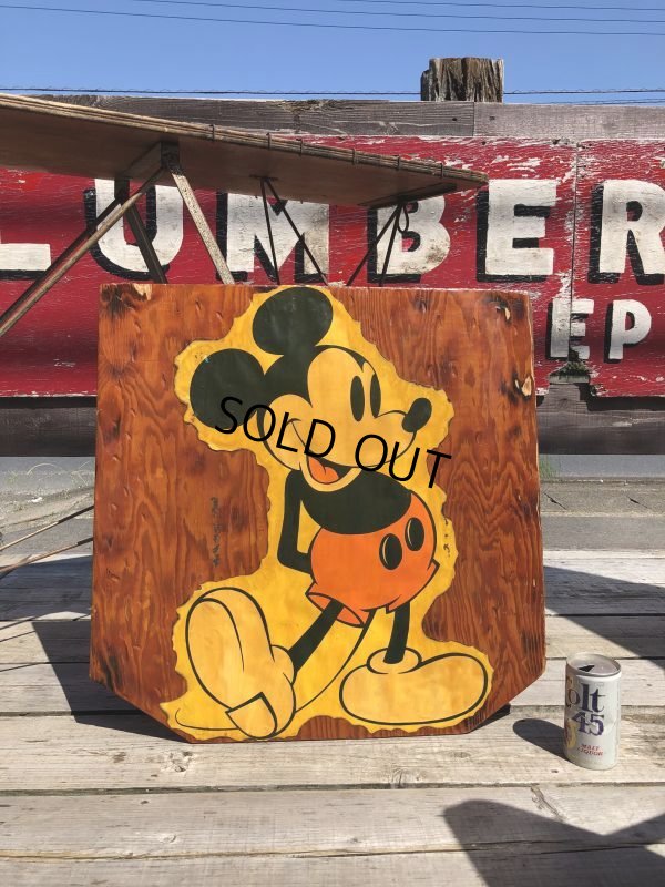 画像1: Vintage Disney Mickey Mouse Print on Wood Panel (C08)
