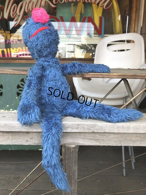 画像1: 70s Vintage Knickerbocker Sesame Street Grover Plush Doll 55cm (B951)