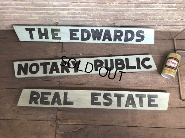 画像1: Vintage Wooden Double Side Hand Painted Signs (C065)