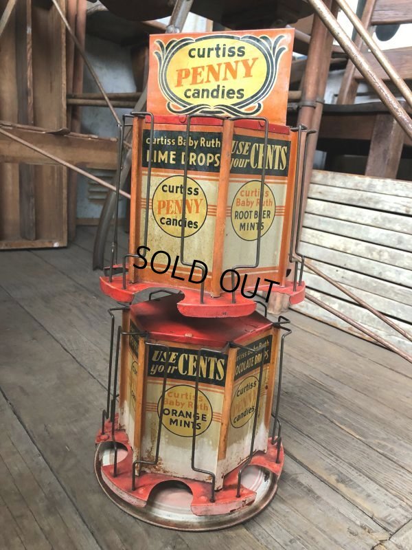 画像20: RARE! Hard to Find!!  Antique CURTISS Advertising "Penny Candy" Tin Store Counter Display (C067)
