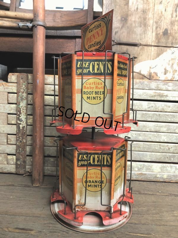 画像2: RARE! Hard to Find!!  Antique CURTISS Advertising "Penny Candy" Tin Store Counter Display (C067)