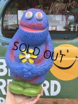 70s Vintage Play Pal Blue Hippie Monster Coin Bank Pink (C068)