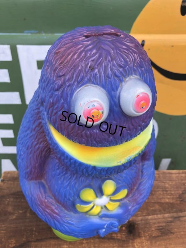 画像5: 70s Vintage Play Pal Blue Hippie Monster Coin Bank Yellow (C069)