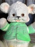 画像11:  60s Vintage Edward Mobley Arrow Sleep Eyes Rubber Squeak Bear Green (C071)