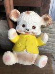 画像1:  60s Vintage Edward Mobley Arrow Sleep Eyes Rubber Squeak Bear Yellow (C072) (1)