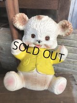  60s Vintage Edward Mobley Arrow Sleep Eyes Rubber Squeak Bear Yellow (C072)