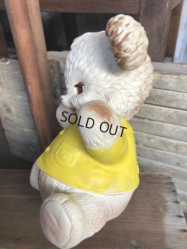 画像4:  60s Vintage Edward Mobley Arrow Sleep Eyes Rubber Squeak Bear Yellow (C072)