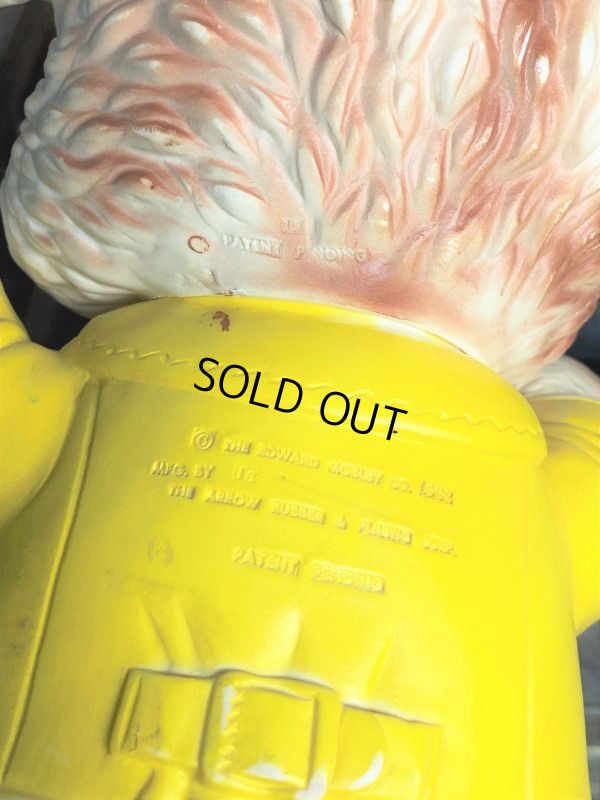 画像12:  60s Vintage Edward Mobley Arrow Sleep Eyes Rubber Squeak Bear Yellow (C072)
