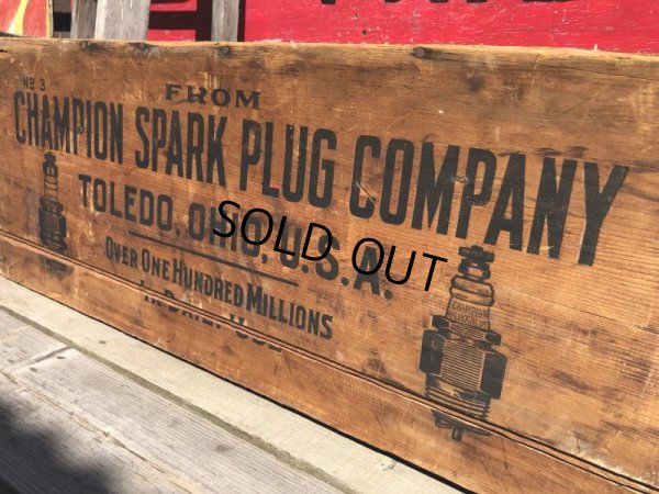 画像6: RARE!  30s Antique Champion Spark Plug Dealer Delivery Wooden Crate (C074)