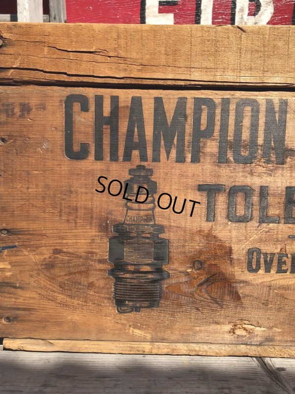 画像10: RARE!  30s Antique Champion Spark Plug Dealer Delivery Wooden Crate (C074)