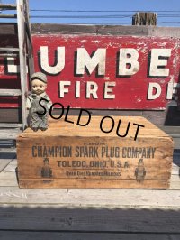 RARE!  30s Antique Champion Spark Plug Dealer Delivery Wooden Crate (C074)