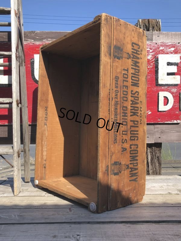 画像18: RARE!  30s Antique Champion Spark Plug Dealer Delivery Wooden Crate (C074)