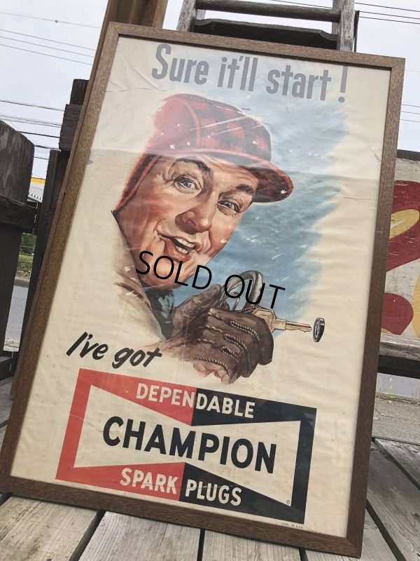 画像13: 【店舗引き取り限定】 Vintage Champion Spark Plugs Advertising Store Display Poster Sign (C077)