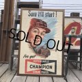【店舗引き取り限定】 Vintage Champion Spark Plugs Advertising Store Display Poster Sign (C077)
