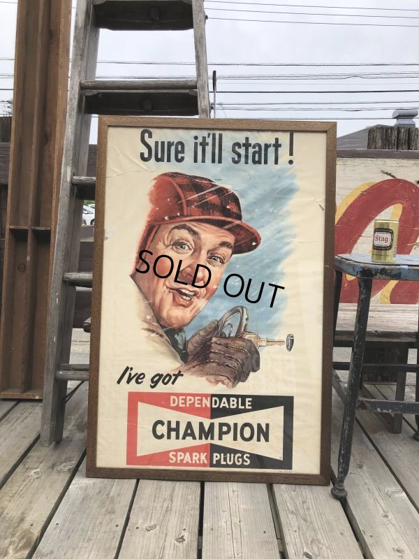 画像15: 【店舗引き取り限定】 Vintage Champion Spark Plugs Advertising Store Display Poster Sign (C077)