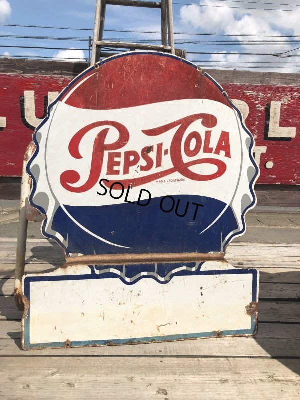 画像6: Vintage Mexican Pepsi Cola Bottle Cap Metal Store Sign (C103)