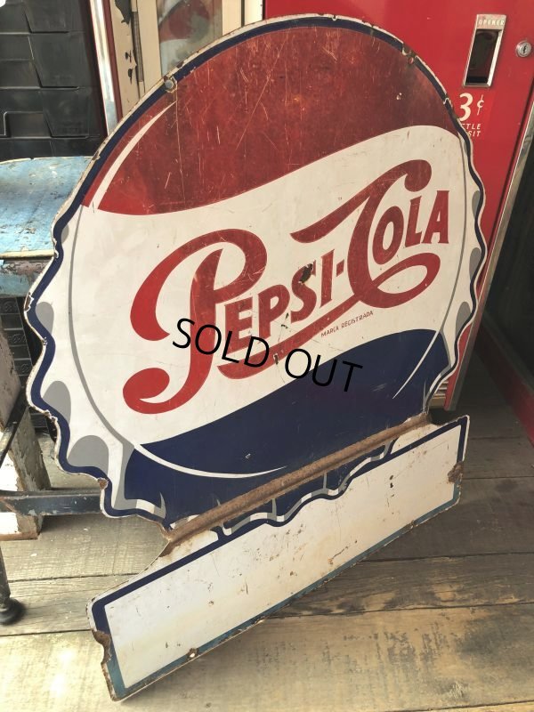 画像15: Vintage Mexican Pepsi Cola Bottle Cap Metal Store Sign (C103)