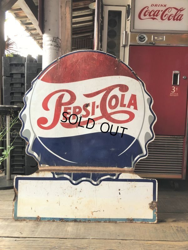 画像18: Vintage Mexican Pepsi Cola Bottle Cap Metal Store Sign (C103)