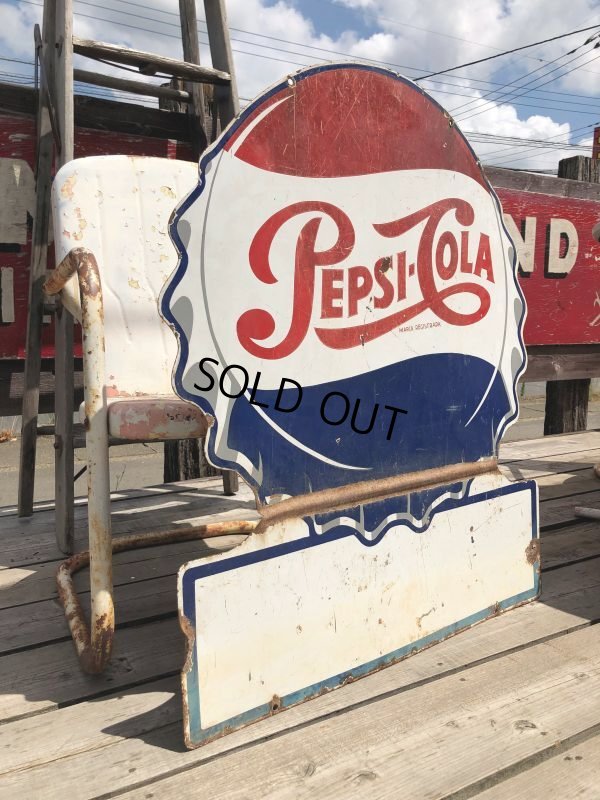 画像7: Vintage Mexican Pepsi Cola Bottle Cap Metal Store Sign (C103)