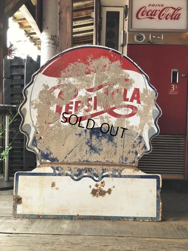 画像17: Vintage Mexican Pepsi Cola Bottle Cap Metal Store Sign (C103)