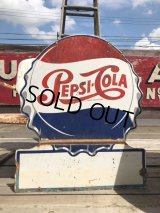 Vintage Mexican Pepsi Cola Bottle Cap Metal Store Sign (C103)