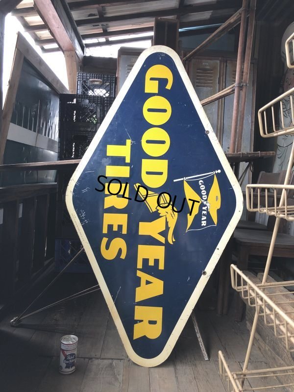 画像1: Vintage Goodyear Tires Double Sided Porcelain Sign (C108)