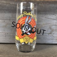 90s Vintage Glass Looney Tunes 50th Happy Birthday Bugs (C125)