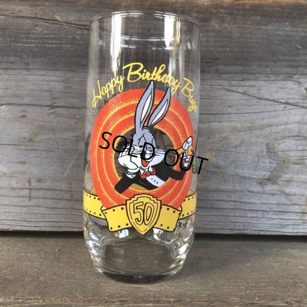 画像1: 90s Vintage Glass Looney Tunes 50th Happy Birthday Bugs (C125)