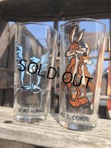 70s Vintage Pepsi Glass Road Runner & Wile E. Coyote SET (C206)