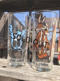 70s Vintage Pepsi Glass Road Runner & Wile E. Coyote SET (C206)