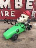 70s Vintage 57 Racing Dog Plastic Coin Bank Green (C275)