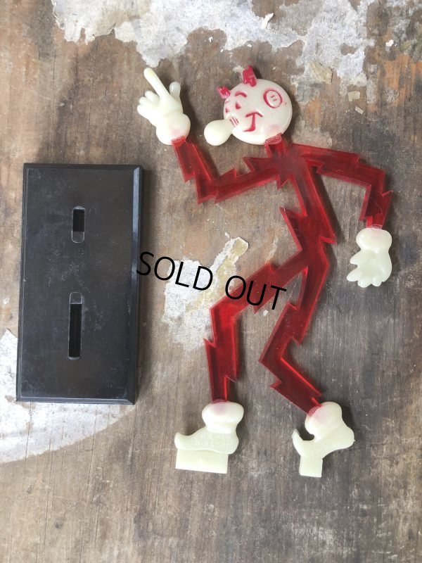 画像12: 40s Vintage REDDY KILOWATT Standing Business Card Holder Figure Red w/Black Stand (C276)