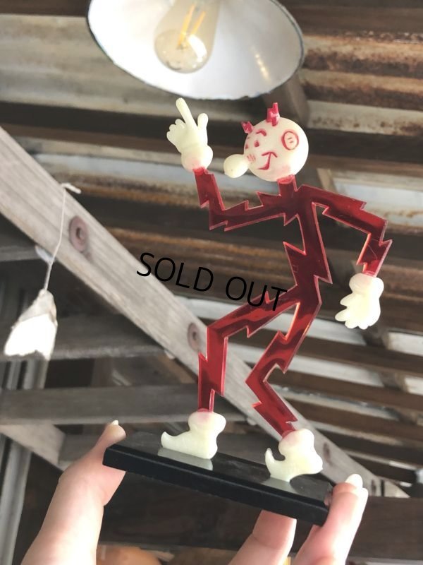 画像1: 40s Vintage REDDY KILOWATT Standing Business Card Holder Figure Red w/Black Stand (C276)