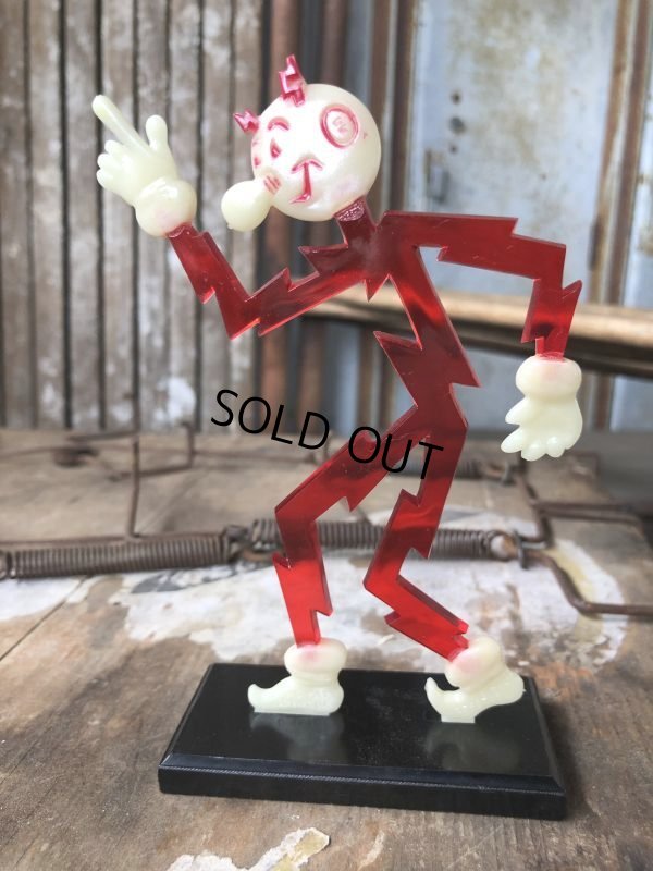 画像6: 40s Vintage REDDY KILOWATT Standing Business Card Holder Figure Red w/Black Stand (C276)