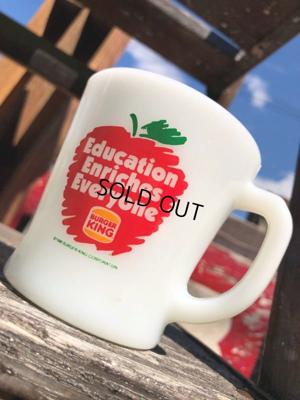 画像13: 80s Vintage Anchor Hocking Fire-King BURGER KING Education Enriches Everyone Promotional (C280)
