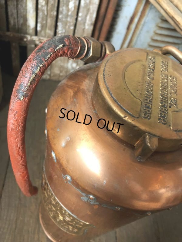 画像11: Vintage SIMPLEX Copper Brass Fire Extinguisher (C281)