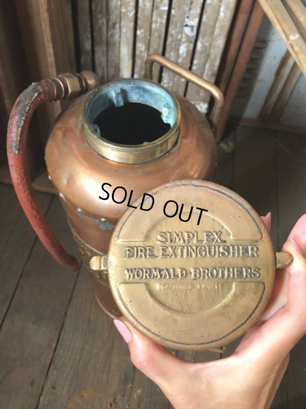 画像16: Vintage SIMPLEX Copper Brass Fire Extinguisher (C281)