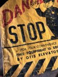 画像3: Vintage OTIS ELEVATOR Danger! STOP Flag Sign (C282)