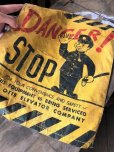 画像9: Vintage OTIS ELEVATOR Danger! STOP Flag Sign (C282)