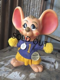 70s Vintage Mouse Coin Bank Cheerleader B (C301)