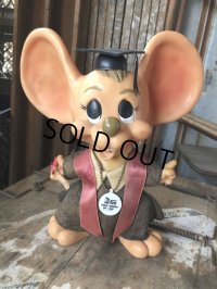 70s Vintage Mouse Coin Bank Graduation Boy (C306)