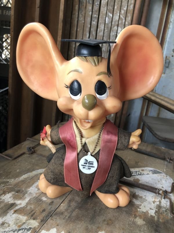 画像1: 70s Vintage Mouse Coin Bank Graduation Boy (C306)