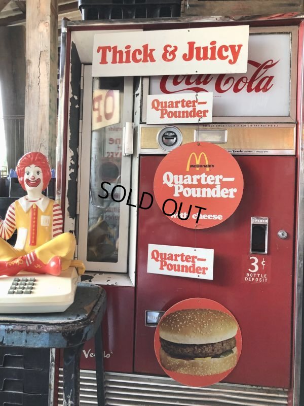 画像1:  70s Vintage McDonalds Quarter Pounder w/Cheese Hanging Store Display Sign (C350) 