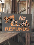 Vintage Hand Painted Retail Store Signs on Black Paper Board / Sorry No Cash REFUNDS (C352) 