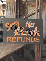 Vintage Hand Painted Retail Store Signs on Black Paper Board / Sorry No Cash REFUNDS (C352) 