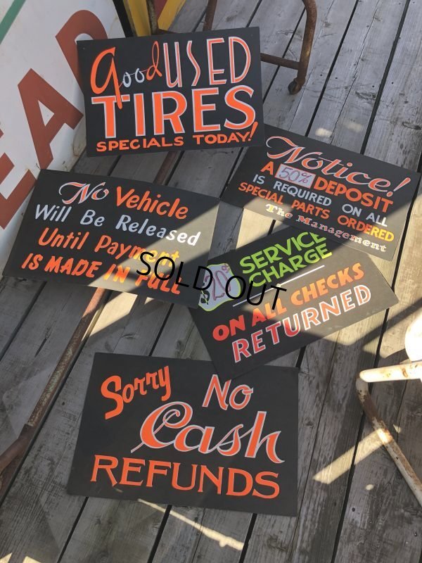 画像7: Vintage Hand Painted Retail Store Signs on Black Paper Board / good USED TIRES (C353) 